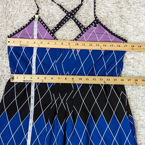 Billabong Spaghetti Strap Geometric Print Dress Black Blue Purple Large - Picture 8 of 15